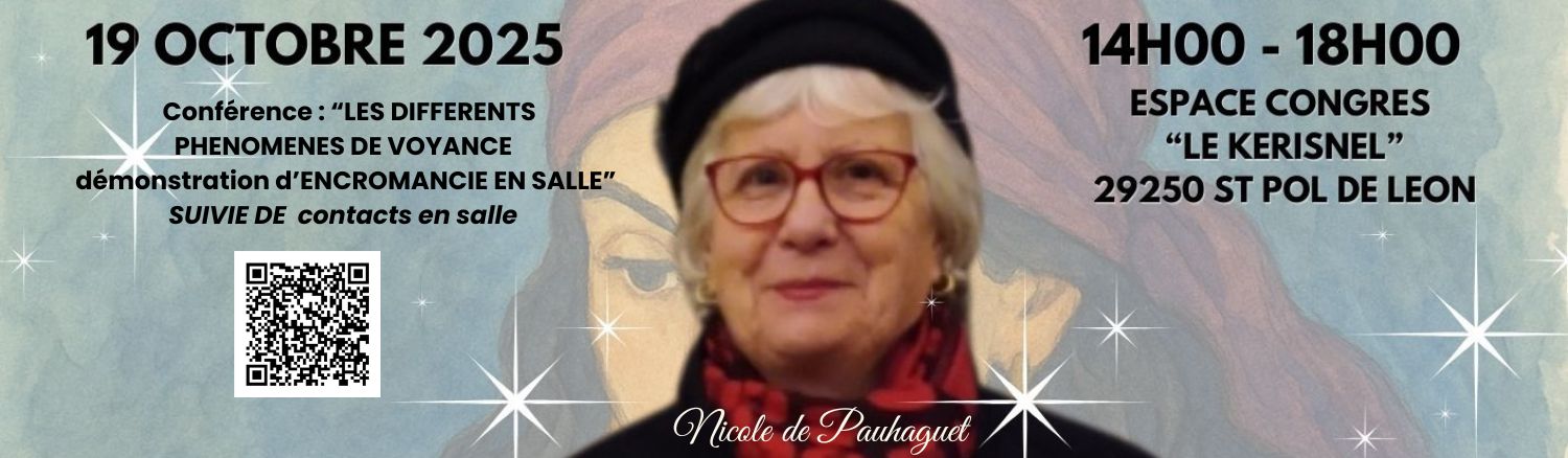 Bannière de la conférence de Nicole médium spirite le 19 octobre 2025 à Saint-Pol-de-Léon