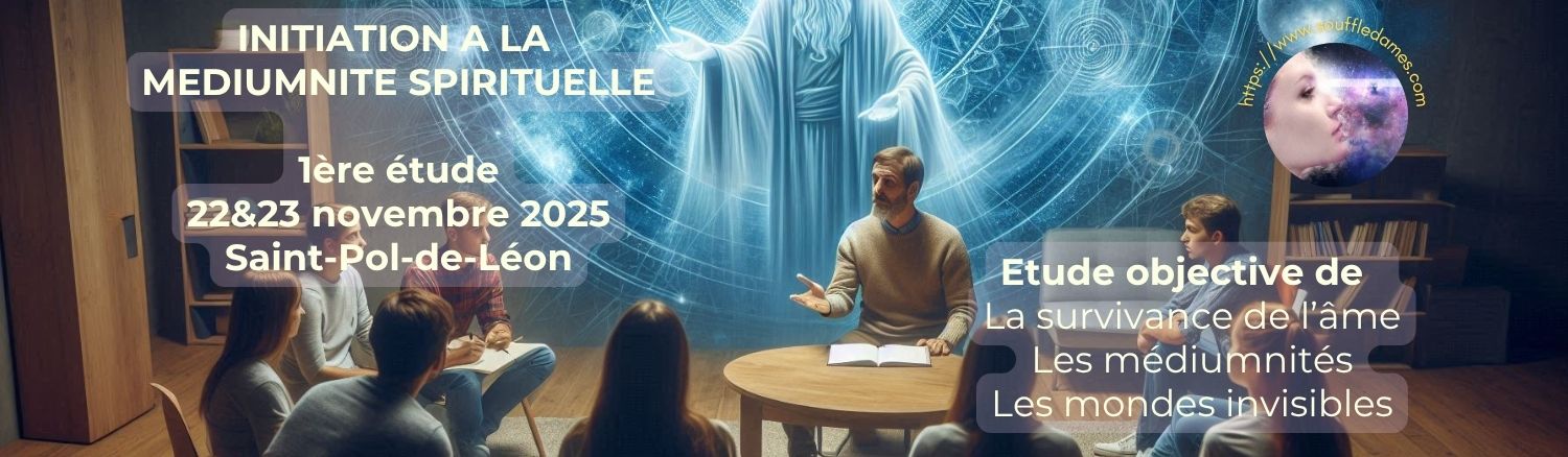 Bannière de l'Initiation à la médiumnité spirituelle, 1ère étude, 22 et 23 novembre 2025, Saint-Pol-de-Léon