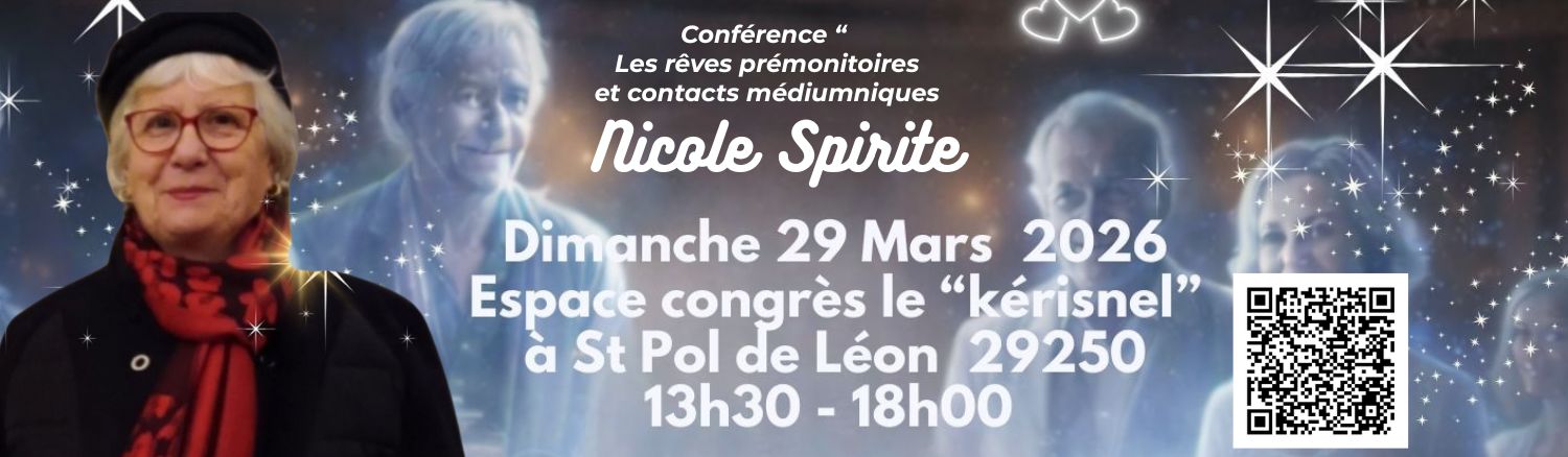 Banniere de la conférence de Nicole médium spirit du 29 mars 2026 à Saint-Pol-de-Leon