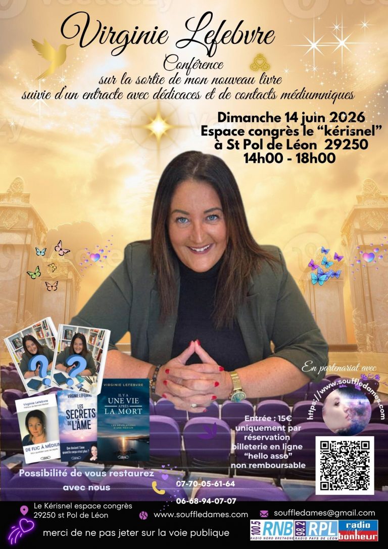 Affiche de la conférence de Virginie Lefebvre le 14 juin 2026 à Saint-Pol-de-Léon