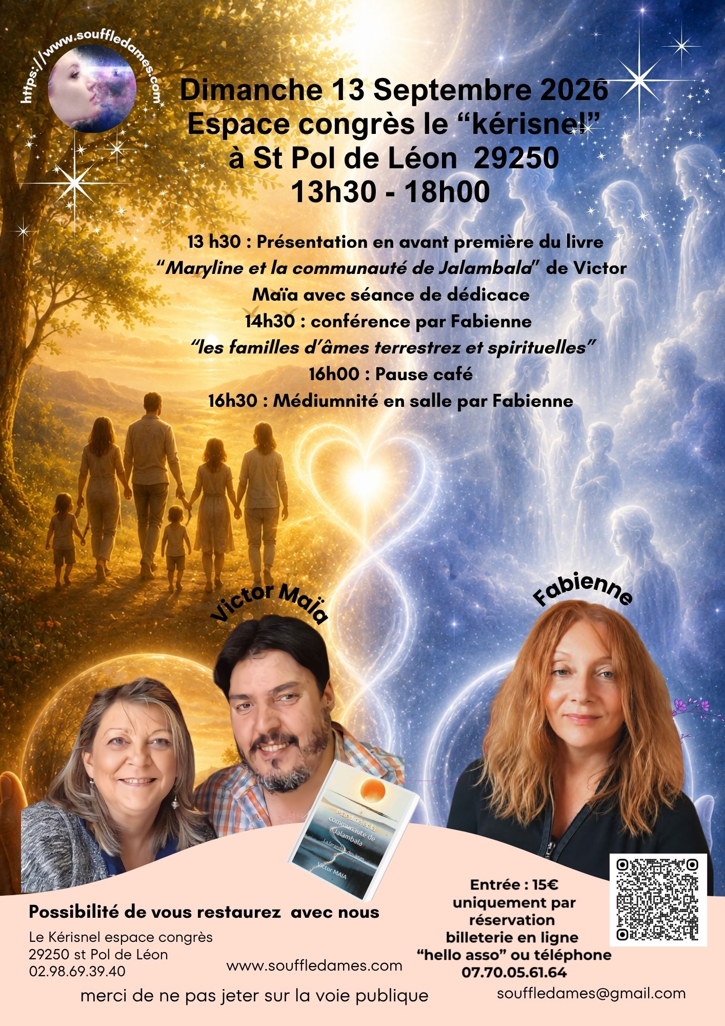 Affiche de la conférence de Victor Maia et Fabienne le 13 septembre 2026 à Saint-Pol-de-Léon - haut